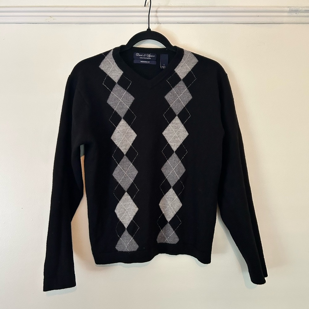 Black and Gray  V-Neck Sweater
